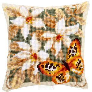 PN-0148254 Набір для вишивання хрестом (подушка) Vervaco Orange Butterfly "Помаранчевий метелик" 1064424 фото