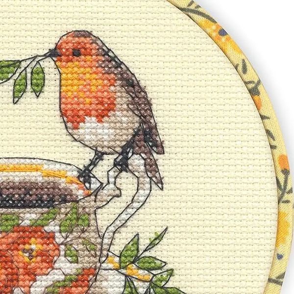 72-76324 Набір для вышивання хрестом Birdie Teacup Чашка з пташкою DIMENSIONS з п'яльцями 1077715 фото