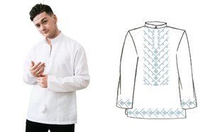 ТПК-164 21-03/08 Сорочка чоловіча домотканна під вишивку, біла, довгий рукав, розмір 52 1030784 фото