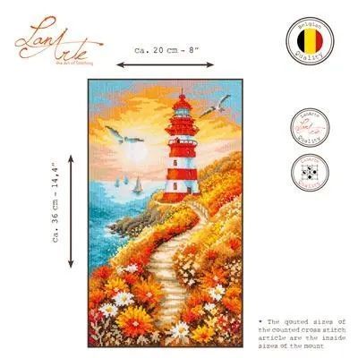 PN-0230712 Набір для вишивання хрестиком Lanarte Квіткова доріжка з маяком 20x36 см 1081304 фото