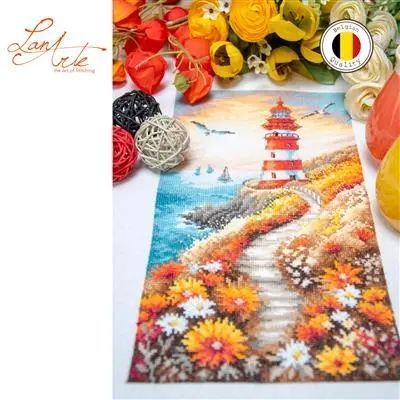 PN-0230712 Набір для вишивання хрестиком Lanarte Квіткова доріжка з маяком 20x36 см 1081304 фото