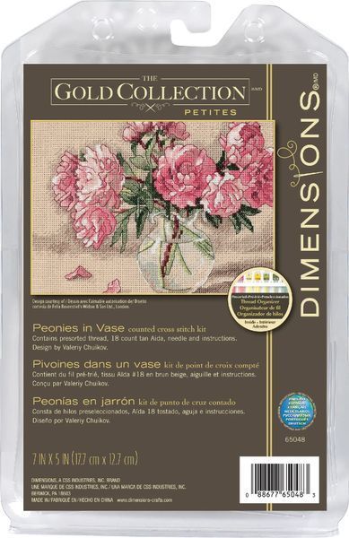 65048 Набір для вишивання хрестом DIMENSIONS Peonies in Vase Півонії у вазі 1078428 фото