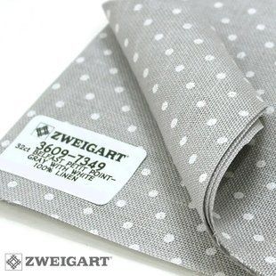 3609/7349 Belfast Petit Point 32 (ширина 140см) сірий у білий горошок, канва Zweigart 1054145 фото