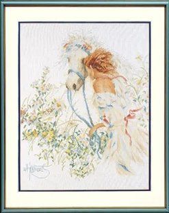 PN-0007952 Набір для вишивки хрестом LanArte Horse and Flowers "Кінь та квіти" 1062091 фото
