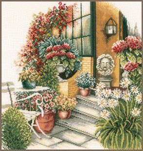 PN-0008016 Набір для вишивки хрестом LanArte Terrace in Autumn Bloom "Осіннє цвітіння (Тераса)" 1070720 фото