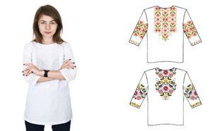 875-18/09 Рубашка жіноча під вишивку, біла, рукав 3/4, розмір 46 1064790 фото