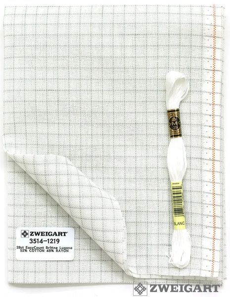 3514/1219 Easy Count Grid Brittney 28 (ширина 140см) біла з розміткою, що змивається, канва Zweigart 1063633 фото
