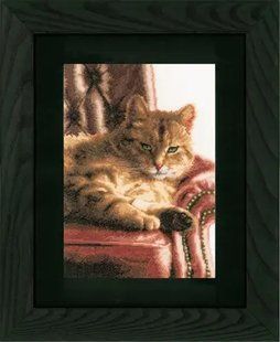 PN-0021762 Набір для вишивки хрестом LanArte Relaxed Tabby "Теббі, що відпочиває" 1062107 фото