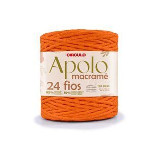 4445 APOLO MACRAME пряжа (85% бавовна, 15% інші волокна, 800г, 225 м 1 шт), жовтогарячий 1080637 фото