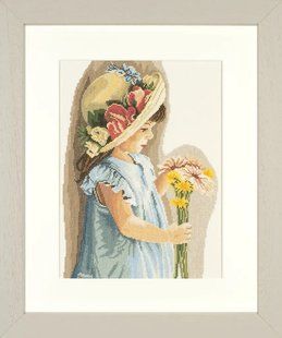 PN-0008175 (35122) Набір для вишивки хрестом LanArte Girl with the flowered hat "Дівчина з квітковим капелюшком" 1066522 фото