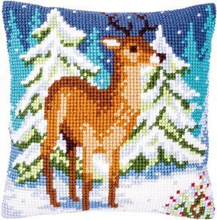 PN-0146918 Набір для вишивання хрестом (подушка) Vervaco Deer in winter "Олень взимку" 1073742 фото