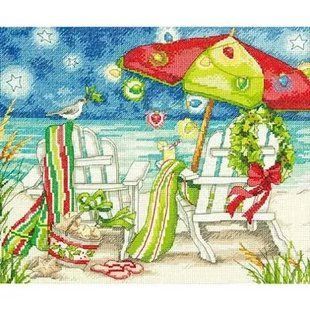 70-08948 Набір для вишивання хрестом DIMENSIONS Christmas Beach Chairs "Різдвяні пляжні стільці" 1058979 фото