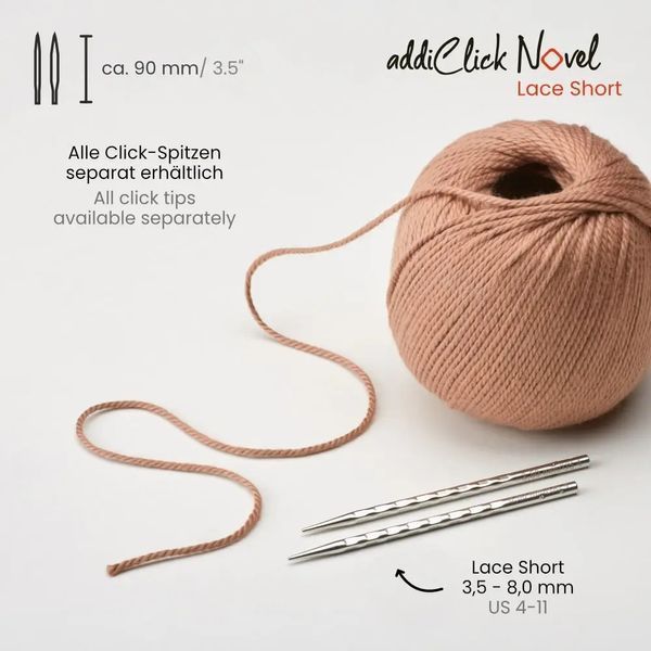 736-7 (5,50мм) Змінні короткі кубічні спиці для в'язання Addi Novel Lace Short 1079469 фото