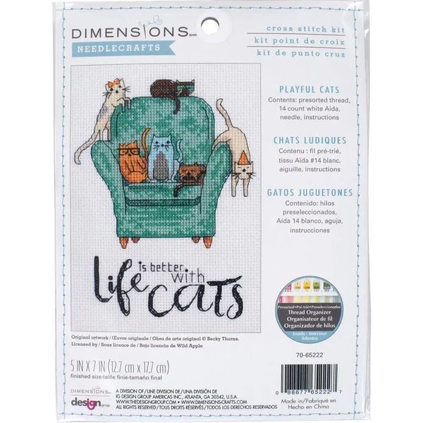 70-65222 Набір для вишивання хрестом &laquo;Playful Cats &bull; Грайливі котята&raquo; DIMENSIONS 1077684 фото