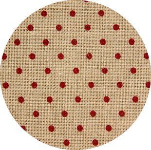 3609/5391 Belfast Petit Point 32 (ширина 140 см) натуральний льон у червоний горох, канва Zweigart 1068809 фото