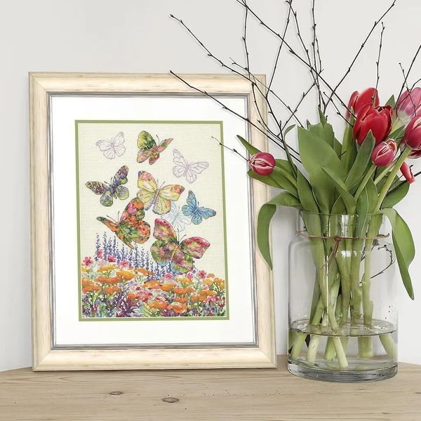 70-35448 Набір для вишивання хрестиком Flower butterflies/Квіткові метелики DIMENSIONS 1080575 фото