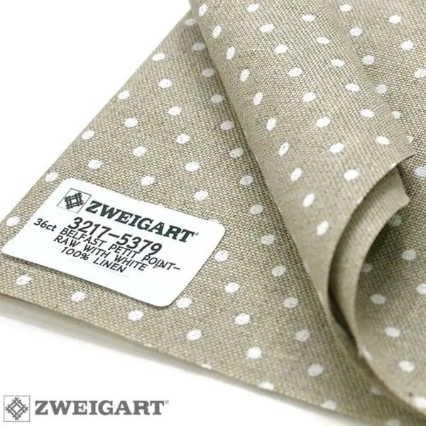 3217/5379 Edinburgh Petit Point 36 (55*70см) льон у білий горошок , канва Zweigart 1070752 фото