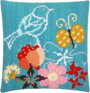 PN-0157118 Набір для вишивання хрестом (подушка) Vervaco Bird & butterfly "Птах та метелик" 1071725 фото