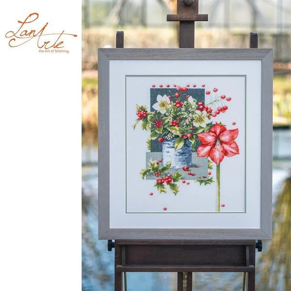 PN-0198291 Набір для вишивання хрестом 39х51см,27аи.LanArte HOLLY JOLLY AMARYLLIS ВЕСЕЛИЙ АМАРІЛІС 1077267 фото