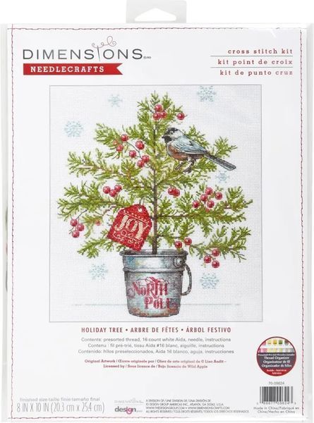 70-09624 Набір для вишивання хрестиком &laquo;Holiday Tree//Святкове дерево&raquo; DIMENSIONS 1080561 фото