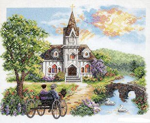 03227 Набір для вишивання хрестом DIMENSIONS Country Church "Сільська церква" 1059019 фото