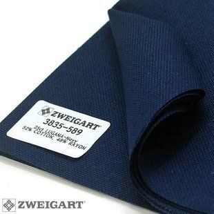 3835/589 Lugana 25 (ширина 140см) темно-синій, канва Zweigart 1057149 фото