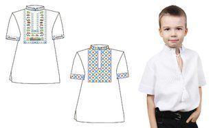 688-18/09 Сорочка для хлопчиків під вишивку, біла, короткий рукав, зріст 134 1063860 фото